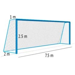 Futbalová sieť 2 mm/#100 mm. Rozmery 7,5x2,5x1x2 m