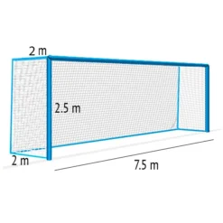 Futbalová sieť 2,5 mm/#100 mm. Rozmery 7,5x2,5x2x2 m