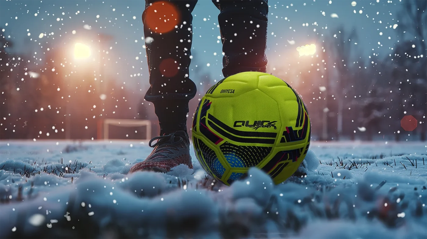 Futbalová lopta QUICKsport Ohiyesa veľkosť 5 – neónovo žltá (reflexná) na zimné tréningy